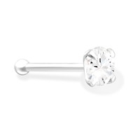 Silver Nose Bone with Clear CZ