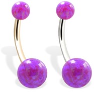 14K Gold Gorgeous Purple Opal Belly Ring