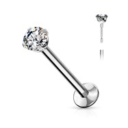 Push In Prong Set CZ Top 316L Surgical Steel Labret